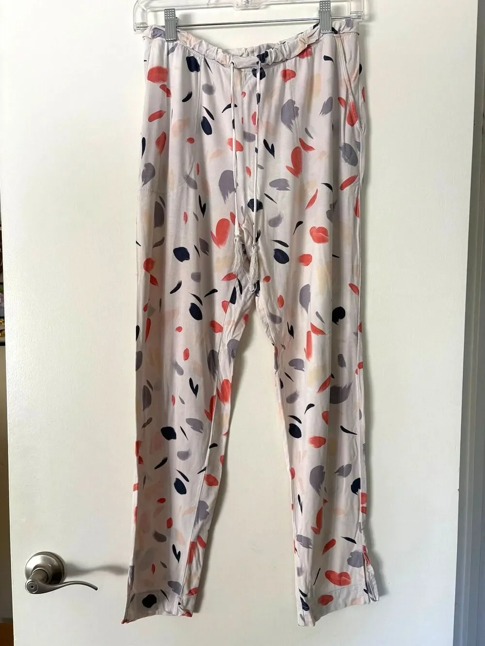 Soma Cool Nights Pajama Set S Abstract Brushstroke Rayon Lounge Pants Pocket PJs